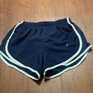 Navy running shorts.